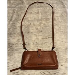 The Sak Wallet Crossbody Organizer Brown Tan Leather 8 x 4.5" Zip Around